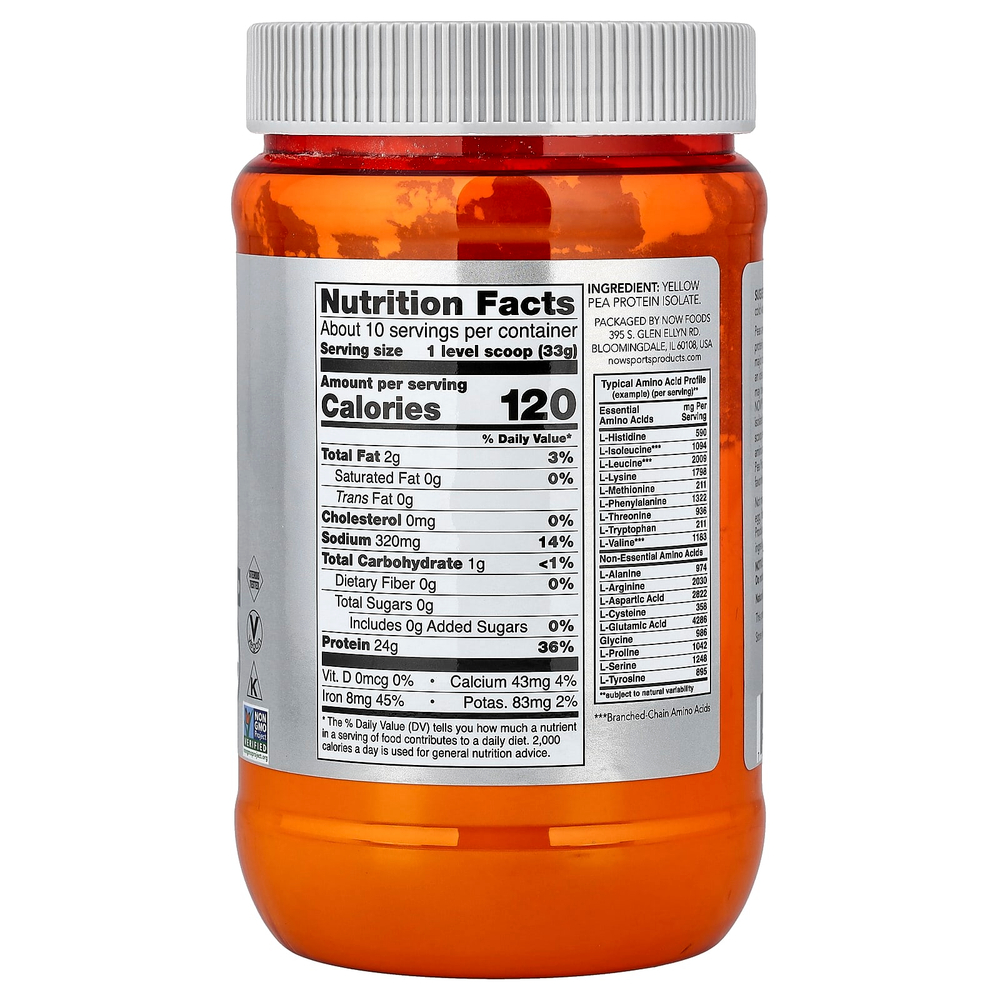 NOW Foods, Sports, гороховый протеин, без добавок, 340 г (12 унций)