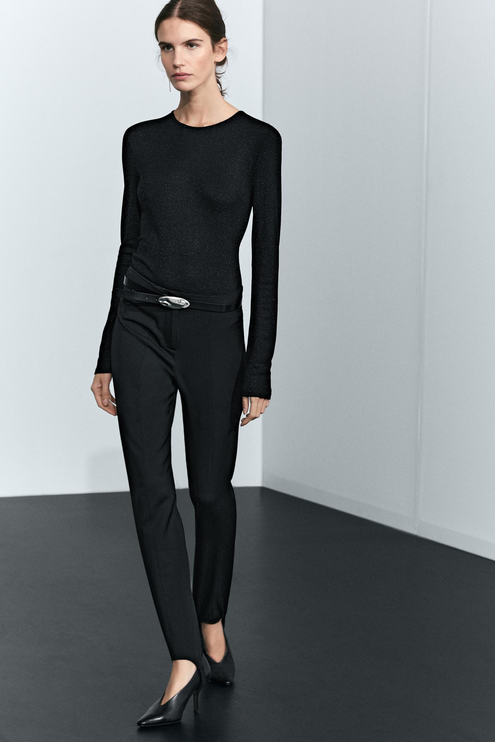 Massimo Dutti Брюки со штрипками, черный