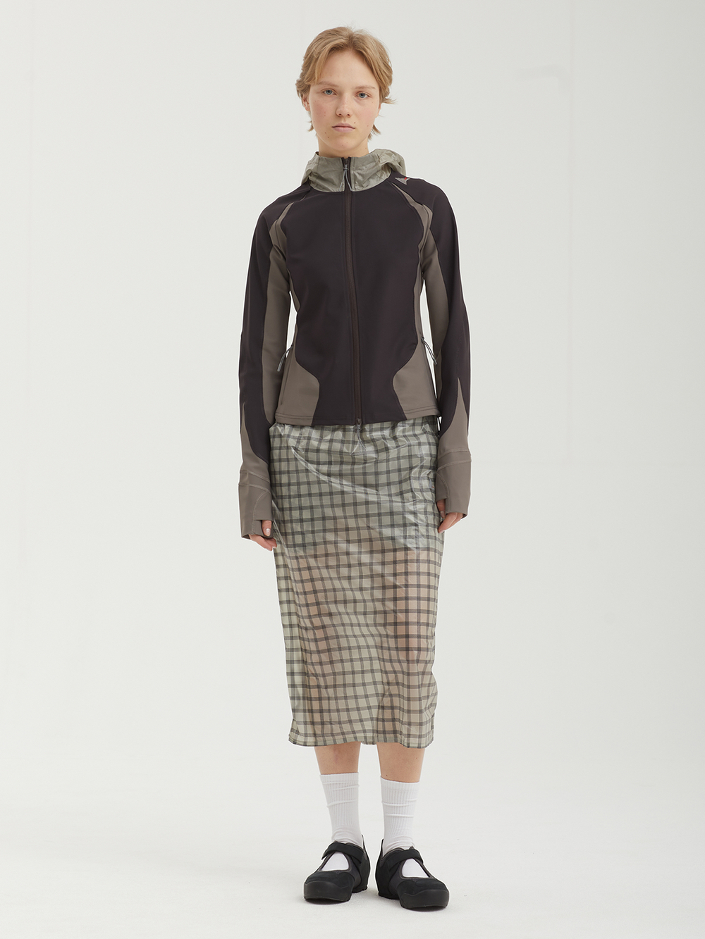 Юбка Nia See Through Printed Check Mid