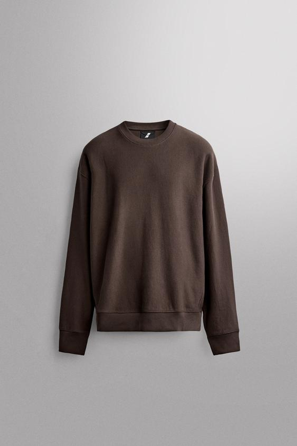 ZARA ХЛОПКОВАЯ ТОЛСТОВКА С КРУГЛЫМ ВЫРЕЗОМ, КОРИЧНЕВЫЙ