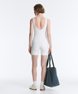 Oysho Вышитый короткий комбинезон Comfortlux, белый
