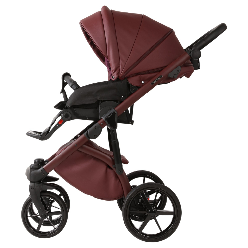 Детская универсальная коляска Adamex Chantal PRO Natura - CN-18-Ruby (бордовая экокожа)