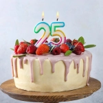 Радужная свеча «25» для торта
