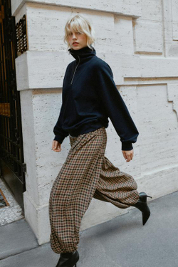 ZARA БРЮКИ БУФФИ В КЛЕТКУ, РАЗНОЦВЕТНЫЙ