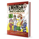 Скетчбук Manga "Учимся рисовать персонажей аниме шаг за шагом", с уроками, 202*268мм, 192 стр., бело