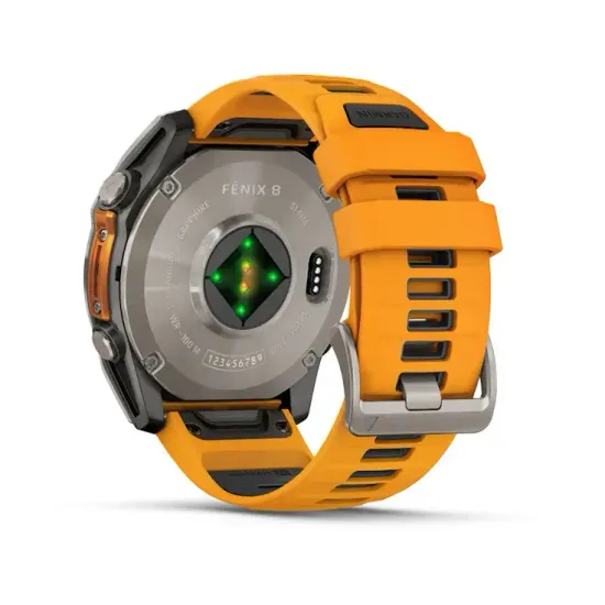 Мультиспортивные GPS часы Garmin Fenix 8X (51 mm) AMOLED, Sapphire Titanium with Spark Orange/Graphite Silicone Band 010-02905-11
