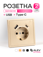 Розетка одинарная внутренняя Оптима с USB и type C