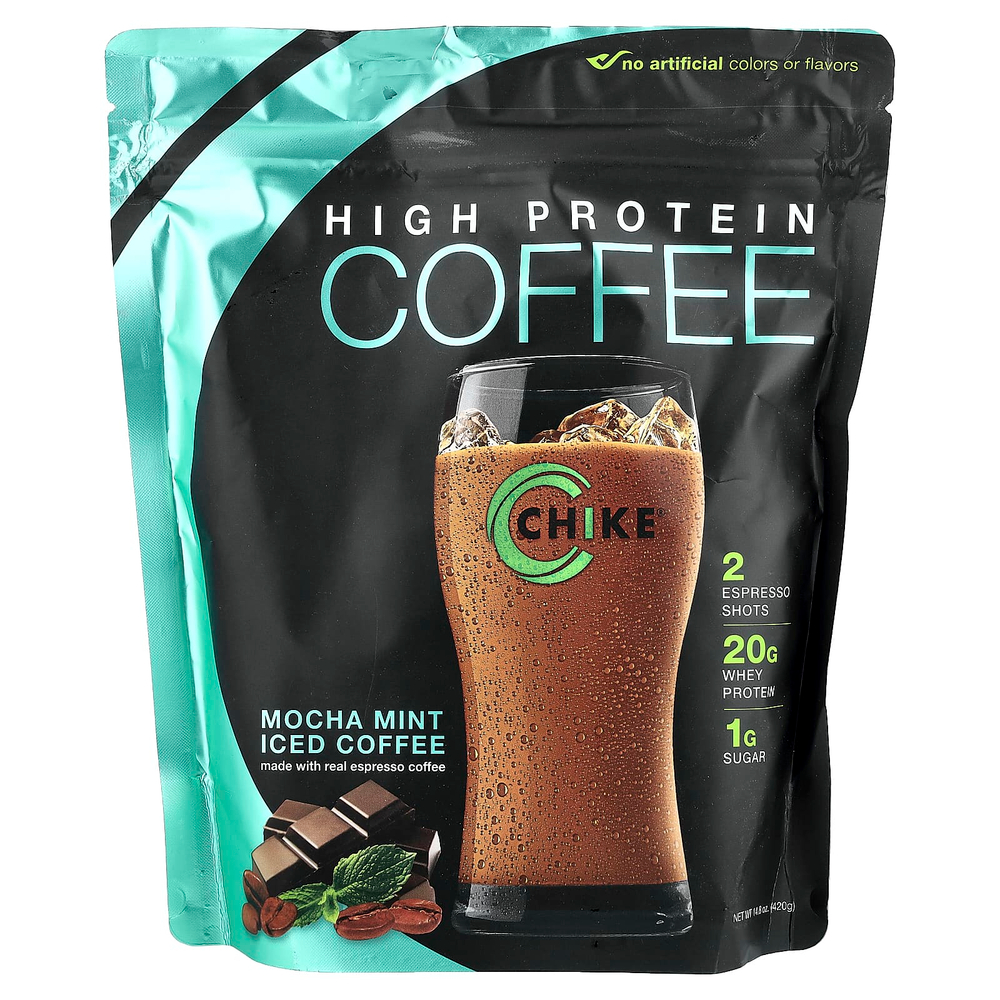 Chike Nutrition, холодный кофе с высоким содержанием протеина, мокко и мята, 420 г (14,8 унции)