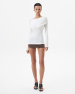 WHITE DRAPPED TOP