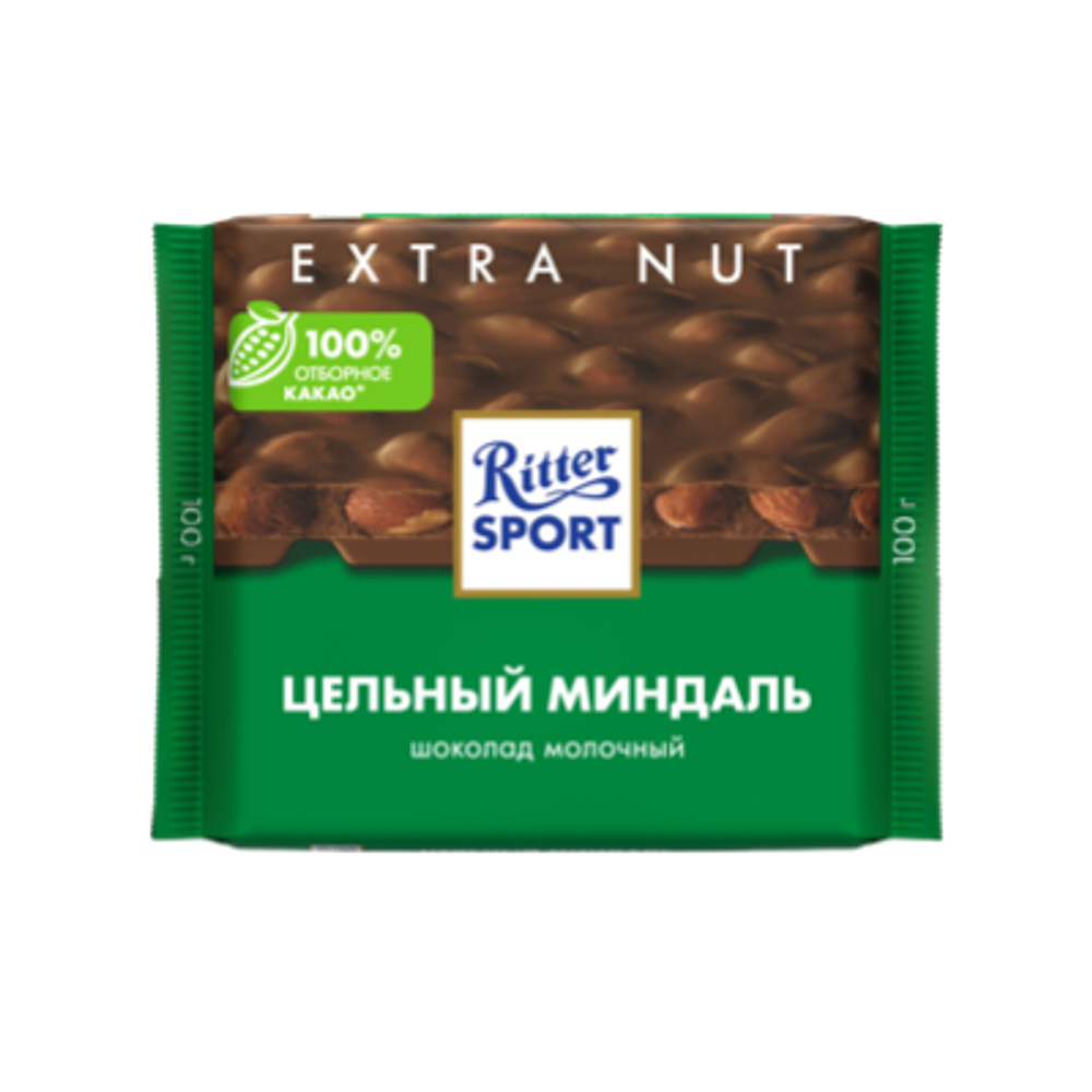 Шоколад Риттер Спорт Extra молочный цельный миндаль 100г