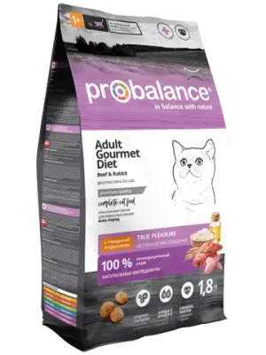 Сухой корм ProBalance Gourmet Diet для взрослых кошек с говядиной и кроликом