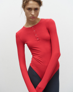 LS Ribbed Bodysuit Mandevilla Red