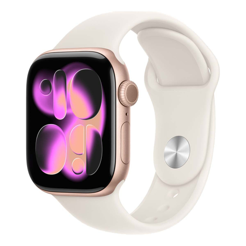 Apple Watch Series 11, 46 мм корпус из алюминия цвета «Rose Gold», ремешок Sport Band размера S/M цвета «Light Blush»