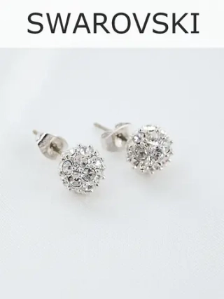 Серьги Серебряные шарики с кристаллами Swarovski