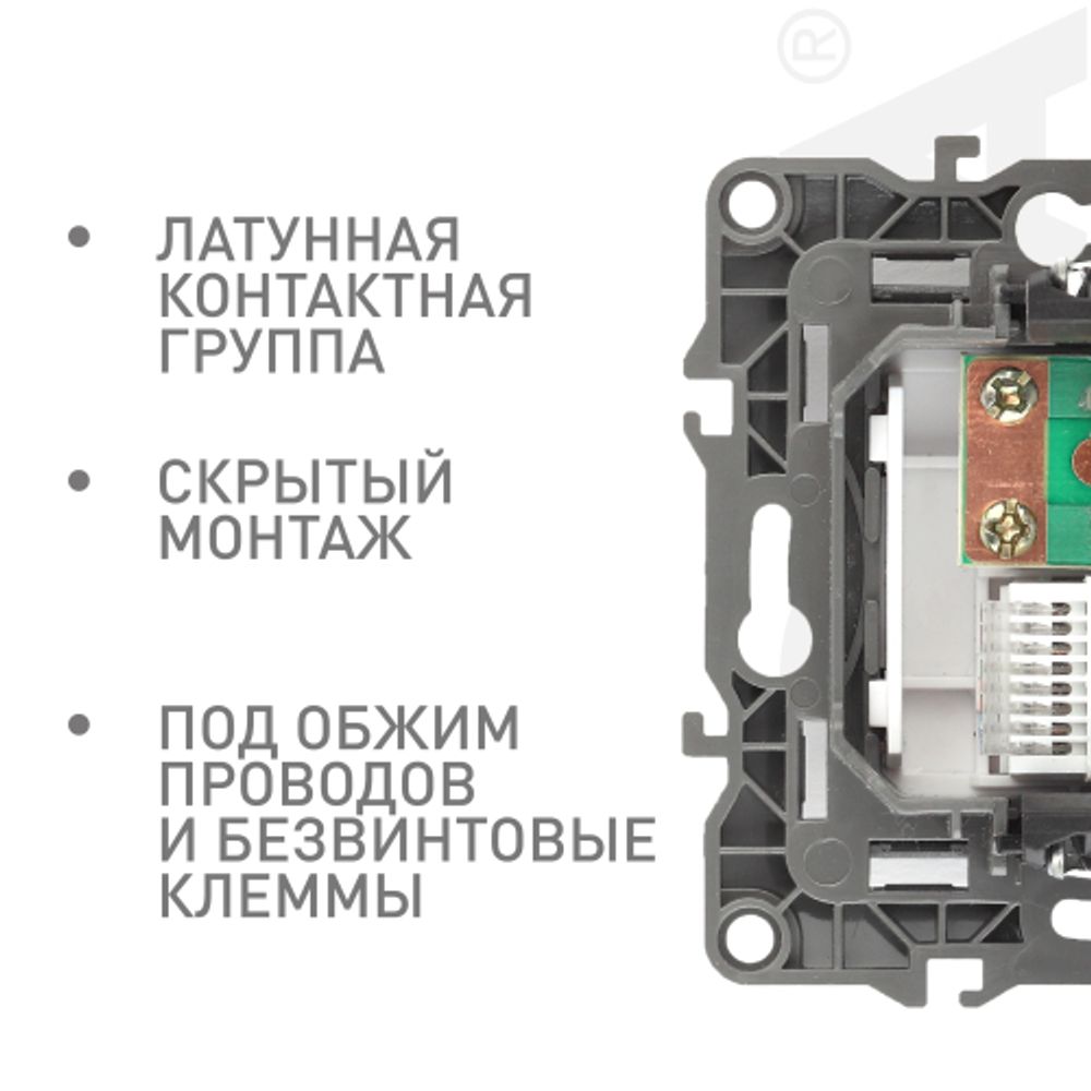 Розетка ЭРА Серия 12 12-3110-05 комбинированная RJ45+TV IP20 антрацит | Эра 12