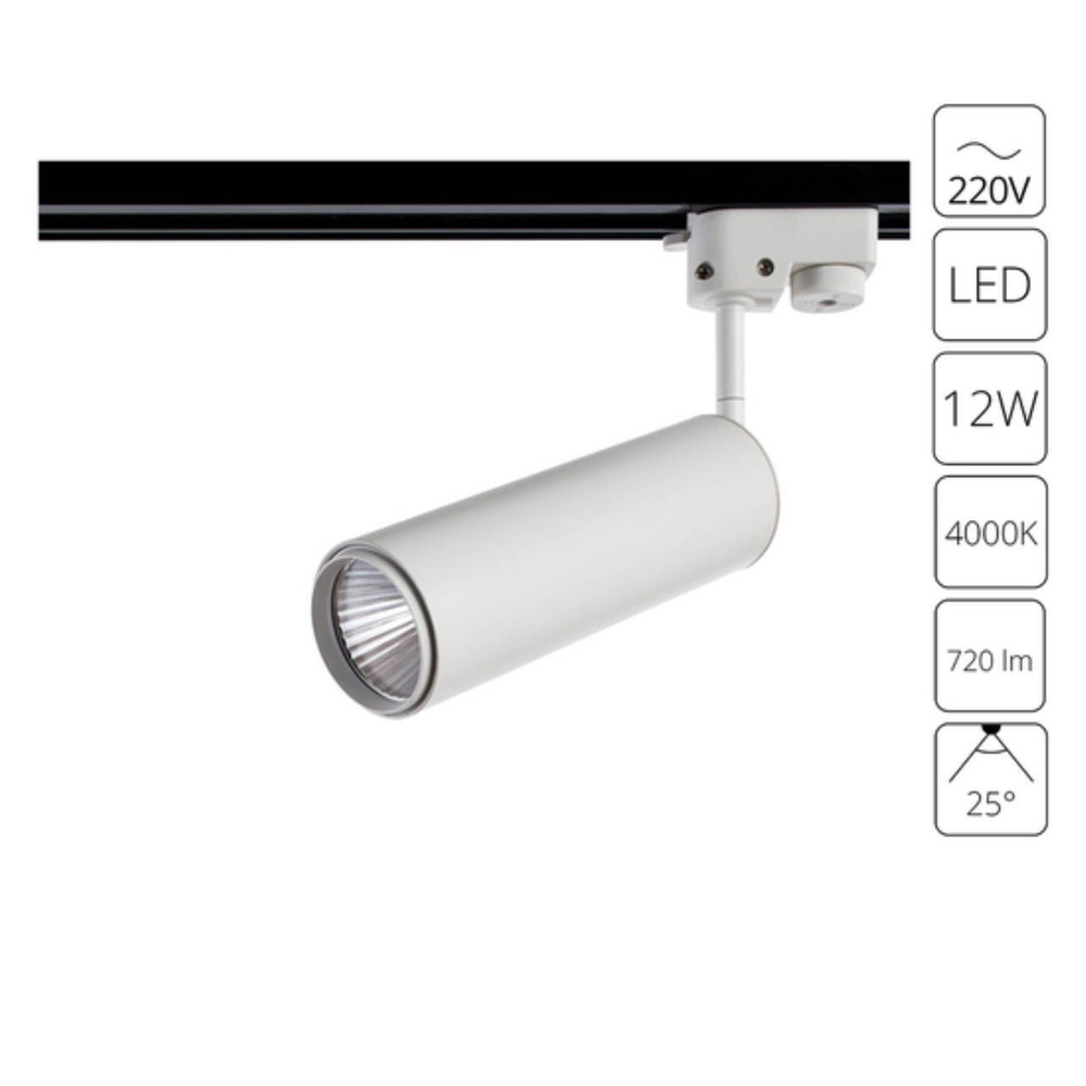 Трековый светодиодный светильник Arte Lamp PERISCOPIO A1412PL-1WH
