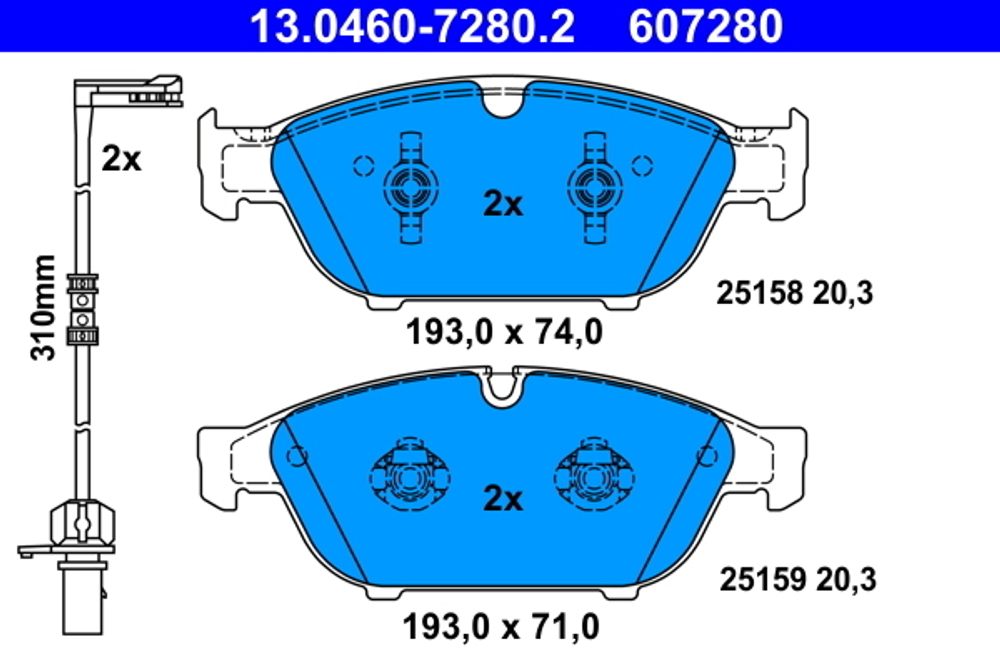 ATE - 13046072802-ATE - Brake Pad Set, disc brake