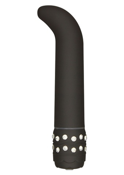 Чёрный вибромассажер G-точки CRYSTAL G-SPOT - 15 см.