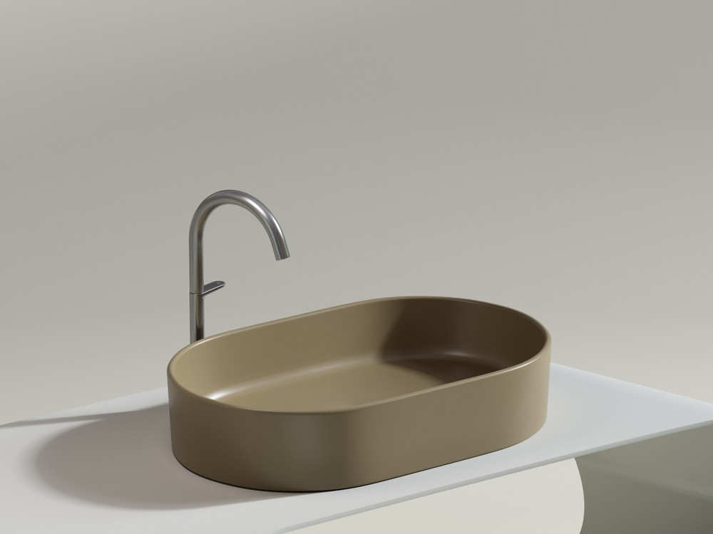 Умывальник чаша накладная овальная (цвет Капучино Матовый) Ceramicanova Элемент (Element) 600x385x122мм CN6048MC