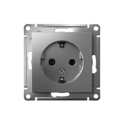 Розетка с заземлением без шторок Systeme Electric AtlasDesign Сталь ATN000943
