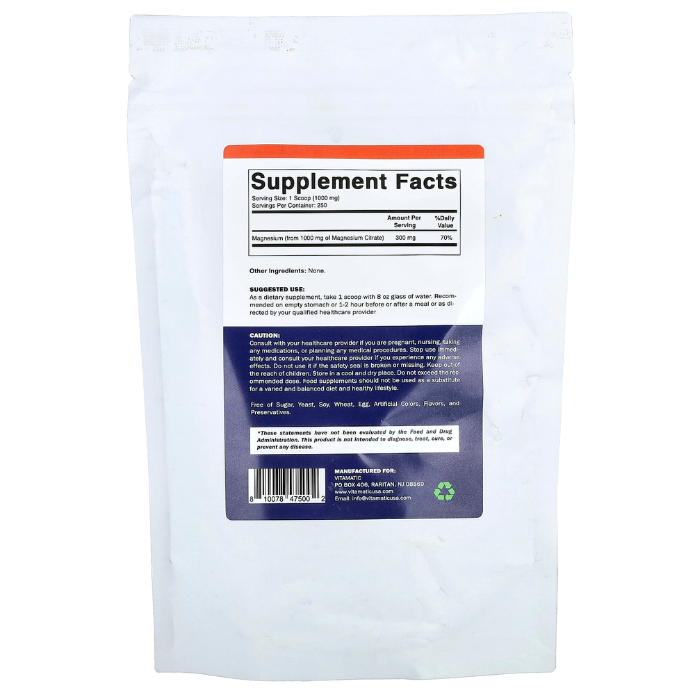 Vitamatic, цитрат магния в порошке, 250 г (8,8 унции)
