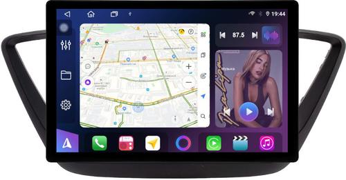 Магнитола для Hyundai Solaris 2 2017-2020 (штатная КЗВ, рамка черная матовая) - FarCar BX877 монитор 13" 2K QLED на Android 13, Быстрая, CarPlay, 4G SIM-слот