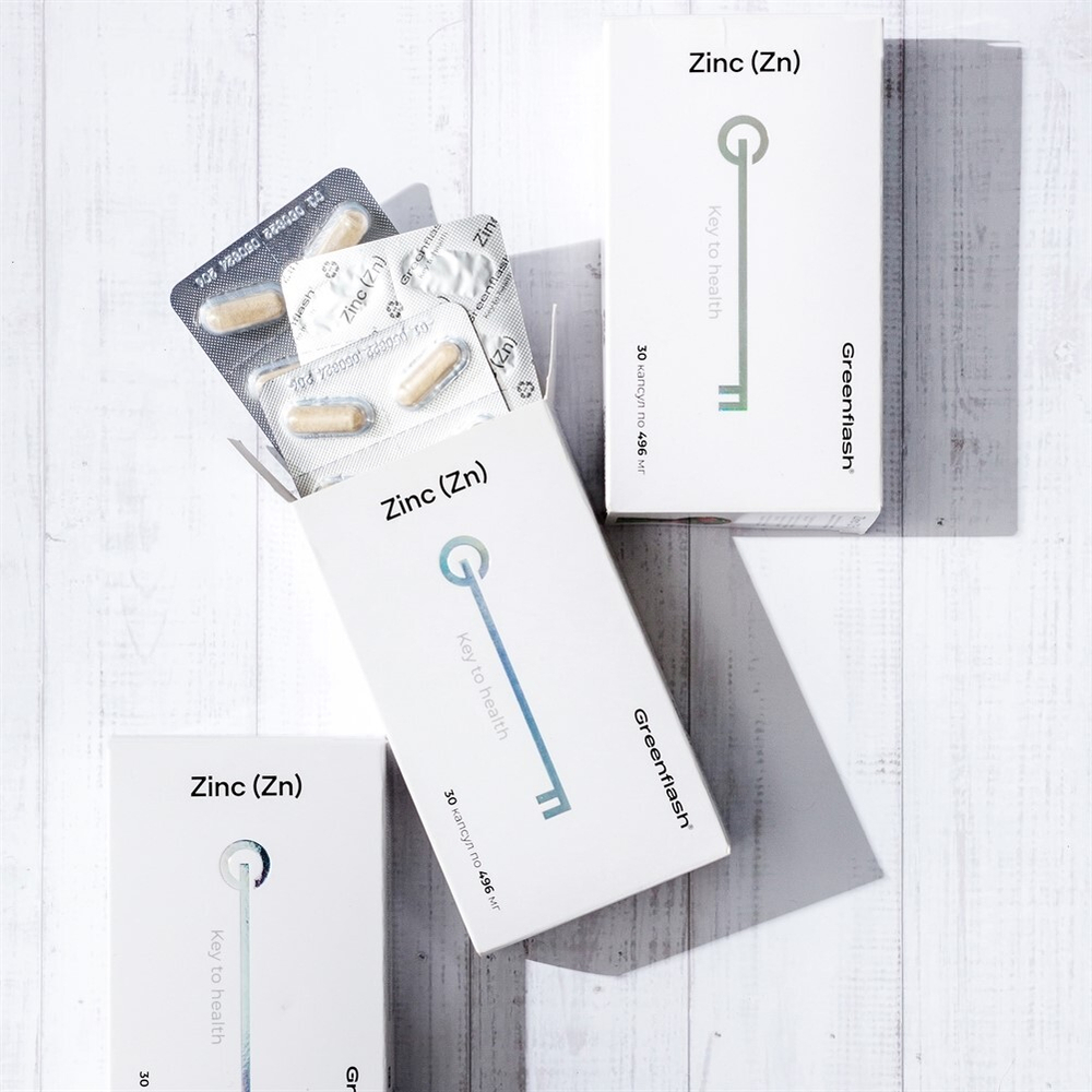 Greenflash Zinc (Zn) Цинк в хелатной форме, 30капсул