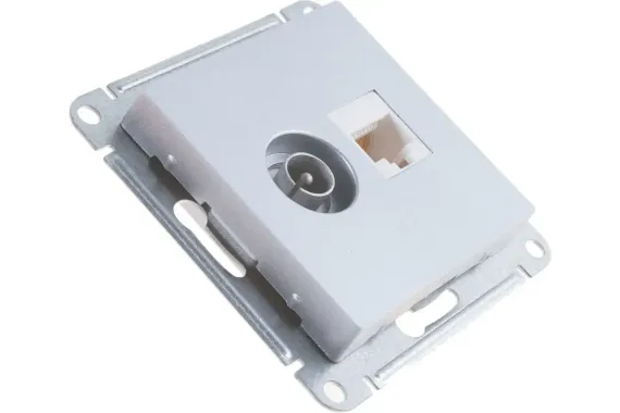Розетка TV+RJ45 Systeme Electric ATLASDESIGN алюминий 38190
