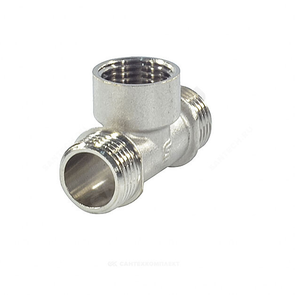 Тройник латунь никель Ду 15 (1/2") НР/ВР/НР SantechSystems