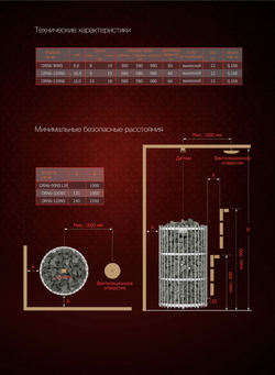 Электрическая печь SAWO Orion ORN-105NS-G-P (10,5 кВт, нержавейка, напольная), выносной пульт (пульт и блок мощности докупаются отдельно)