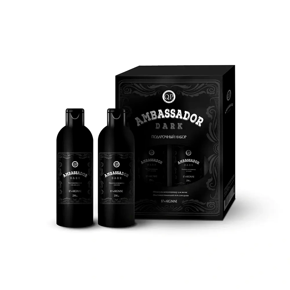 Подарочный набор Q.P. Ambassador Dark ПН №1121 (шампунь-кондиц. д/волос 250мл+ восст. гель для душа 250мл)