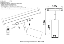 Светильник трековый магнитный Crystal Lux CLT 0.33 003 18W BL 4000K