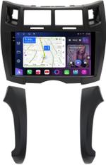 Магнитола для Toyota Vitz 2, Yaris 2 2005-2011 (рамка черная тип 2) - FarCar S400-TS18 монитор 9.5" QLED на Android 14, CarPlay, 4G SIM-слот