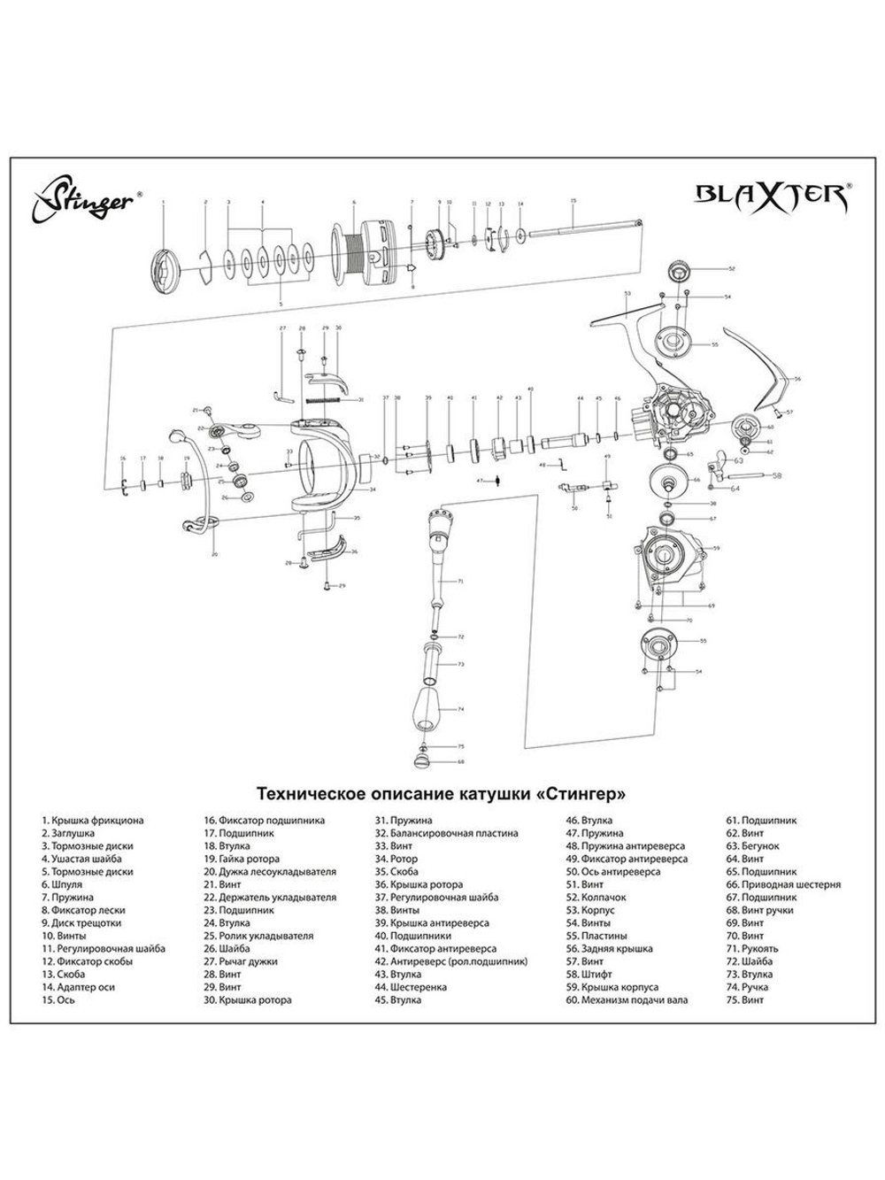 Катушка рыболовная безынерционная Blaxter STR BL2010