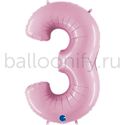 Шар ЦИФРА 3 Пастель Pink 40" 102 см