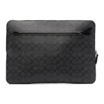 COACH Zip Around Coated Canvas With Refined Calfskin Laptop Bag Large Men"s Black