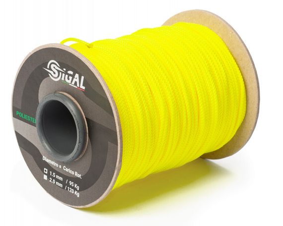 Линь Sigalsub Yellow Fluo Polyester 120 кг ø2 мм 1 метр (в катушке 100 м)