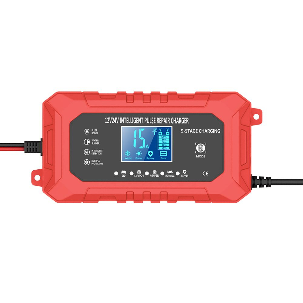 Устройство зарядное для аккумулятора (Pb / AGM / LiFePo4)12V 15A RJTianye красное