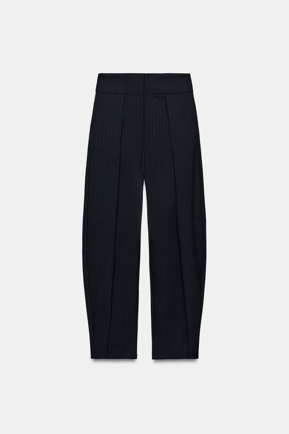 ZARA БРЮКИ BALLOON С ЗАЩИПАМИ, МОРСКОЙ СИНИЙ