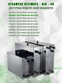 Steamtec TOLO AIO 45 - 4,5 кВт парогенератор для хамама и турецкой бани / Серия Premium