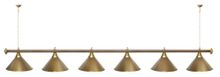 Лампа STARTBILLIARDS 6 пл. (плафоны голубые,штанга золотая,фурнитура золото)