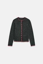 ТРИКОТАЖНЫЙ КАРДИГАН С КОНТРАСТНОЙ ОКАНТОВКОЙ — ZARA