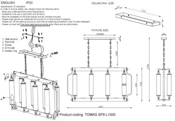 Подвесная люстра Е14 Tomas SP8 L1000 Chrome хром Crystal Lux
