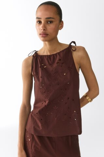 Топ с вышивкой и завязками на бретелях - H&M
