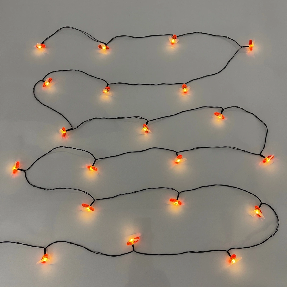 Гирлянда для улицы «Пчёлка» 5 м, 20 ламп LED чёрный провод, 8 реж, IP-55, Теплый белый (солнечная батарея).