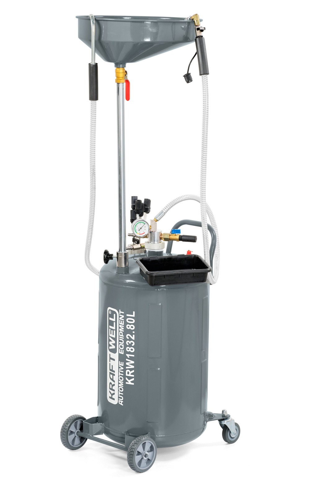KraftWell KRW1832.80L Установка для слива и откачки масла/антифриза с подъемной ванной, 90 л