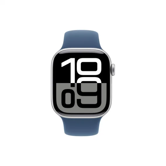 Часы Apple Watch Series 10, 46 мм, алюминий серебристого цвета, ремешок Sport Band цвета «деним»