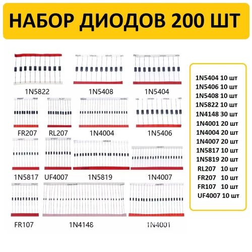 Набор диодов 200 шт (14 значений)
