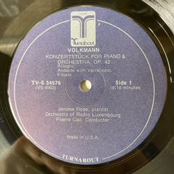 Винтажная виниловая пластинка LP Robert Volkmann, Jerome Rose, Orchestra Of Radio Luxembourg, Hamburg Symphony, Alois Springer, Konzertstuck For Piano and Orchestra (США 1975)