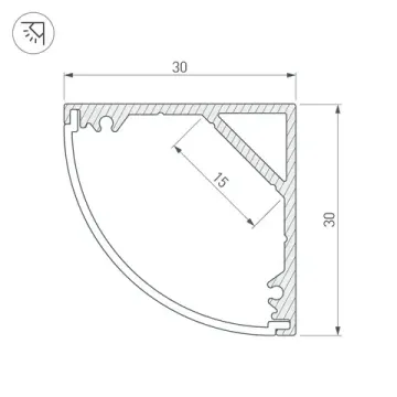 Угловой профиль с экраном для контурной подсветки 2м 036846 серебристый SL-KANT-H30-2000 ANOD+OPAL Arlight